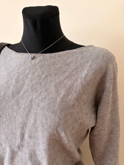Grey open-back sweater