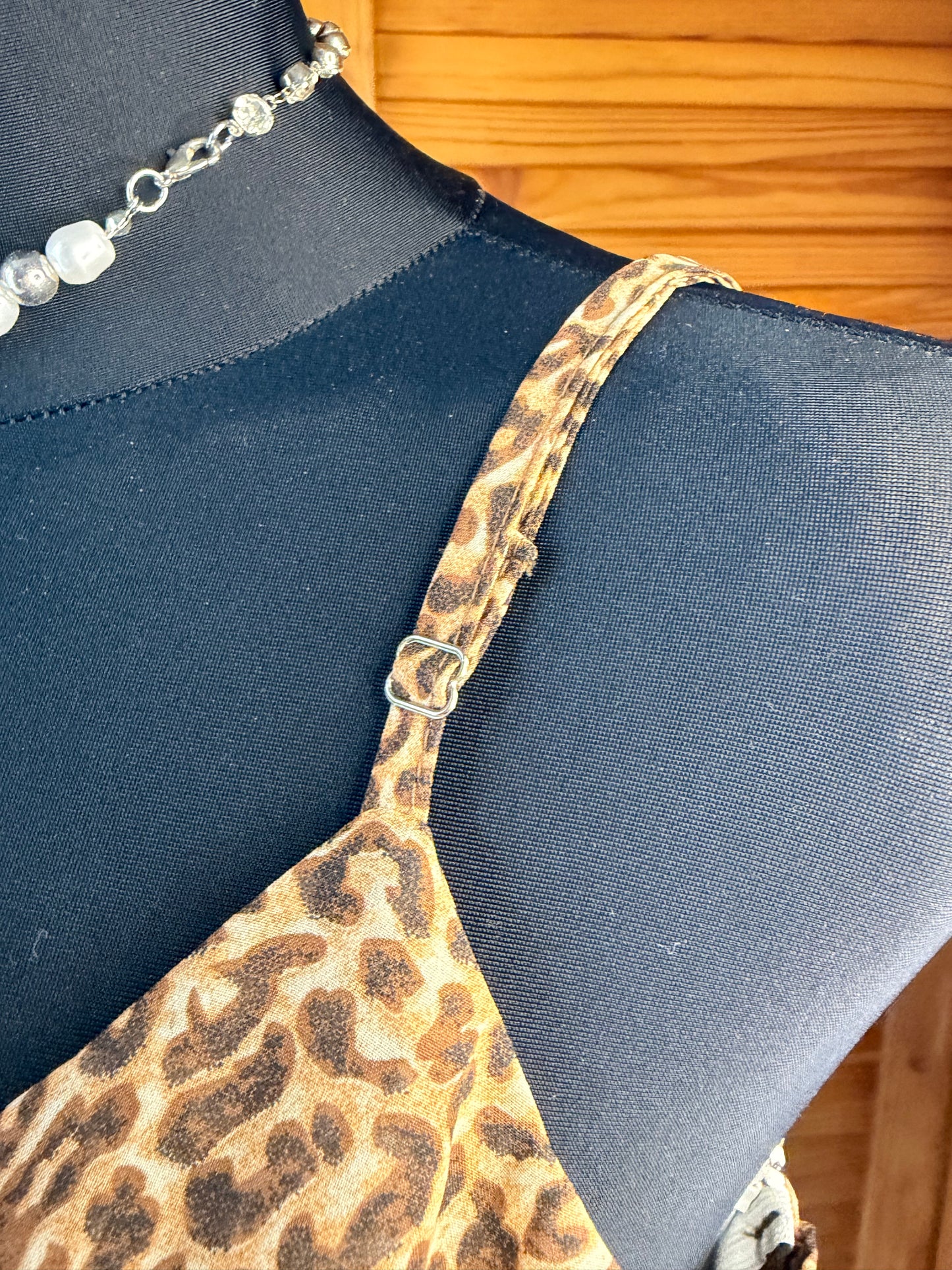 Vintage 90s Style Leopard Print Slip Dress - Asymmetrical Flounce Hem Party Mini