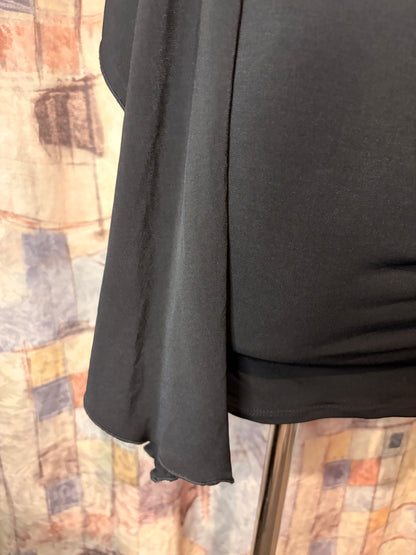 Black mini pencil dress with bell sleeves