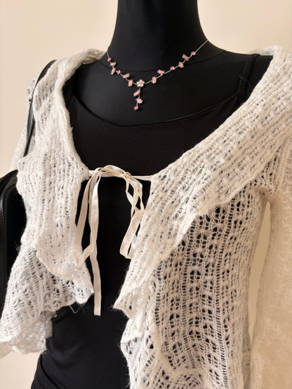 Ruffled knit cover-up top