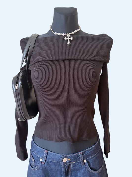 Black off-shoulder top