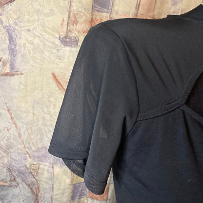 Black top with mesh sleeves