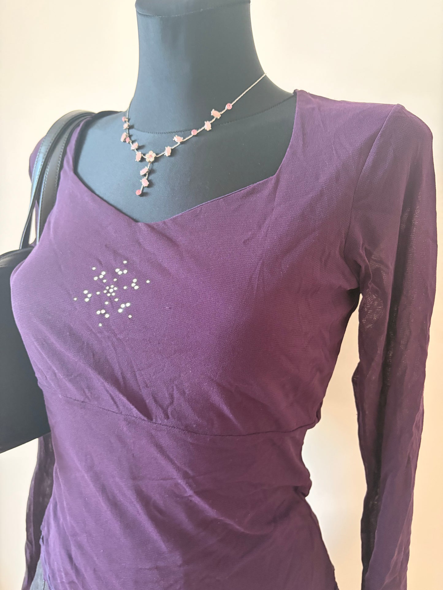 Purple top with mesh sleeves