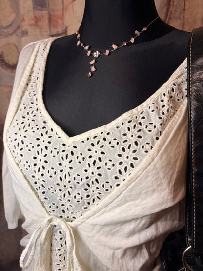 White cotton layered summer blouse