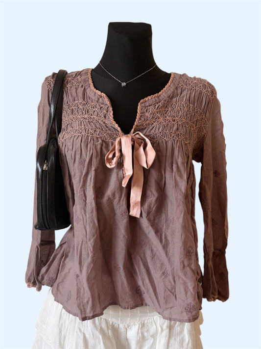 Dark pink cottage core top