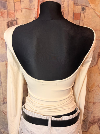 White open back sweatshirt