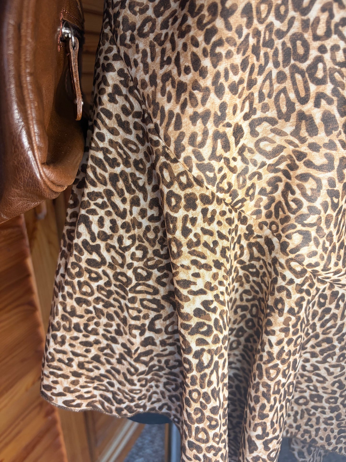 Vintage 90s Style Leopard Print Slip Dress - Asymmetrical Flounce Hem Party Mini