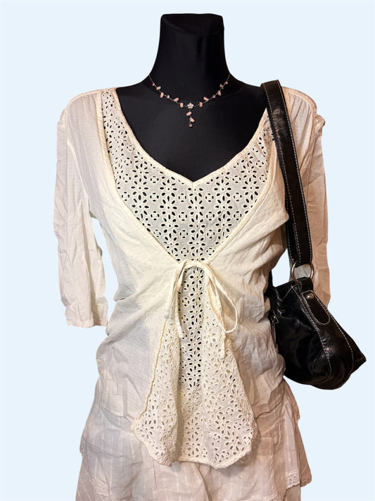 White cotton layered summer blouse
