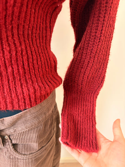 Red knit sweatshirt