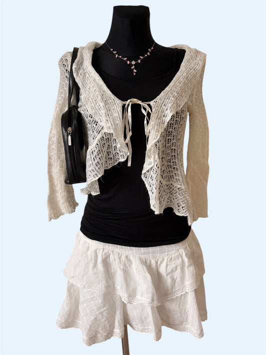 Ruffled knit cover-up top