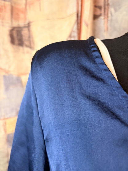 Navy blue satin-like cover-up top