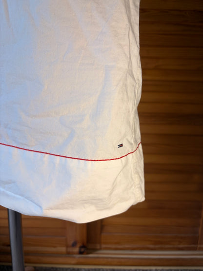 Vintage Tommy Hilfiger Y2K White Halter Mini Dress | Boho Embroidered Trim