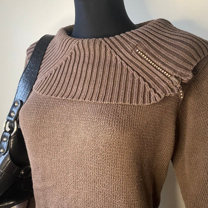 Vintage brown sweater with rhinestone detailing