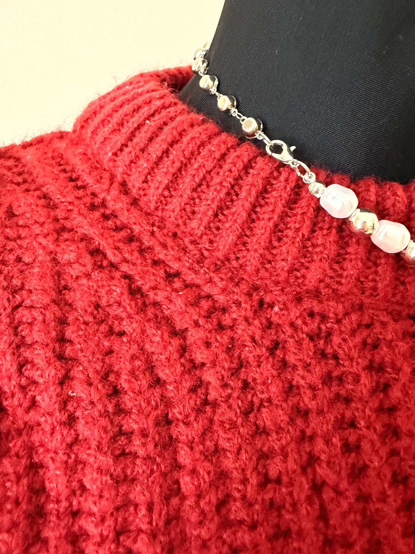 Red knit sweatshirt