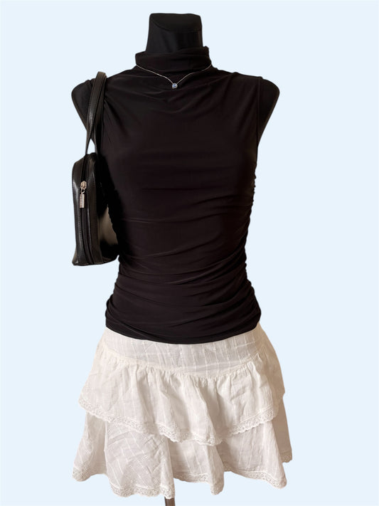 Black ruffled tank top